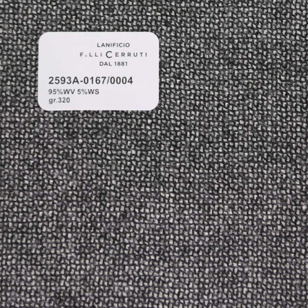 2593a-0167/0004 Cerruti Lanificio - Vải Suit 100% Wool - Xám Trơn
